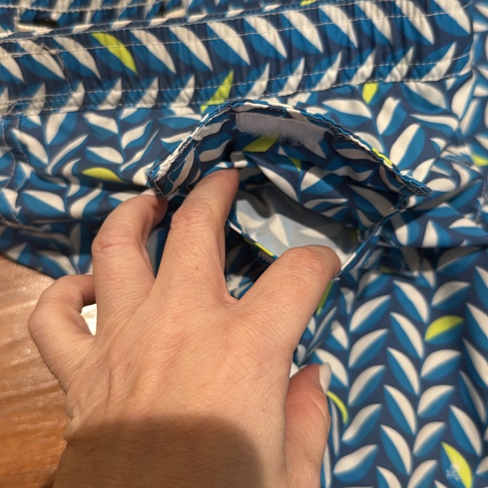 Psycho Bunny Kids Swim Trunks with Blue and Green Pattern - Picture 8 of 8